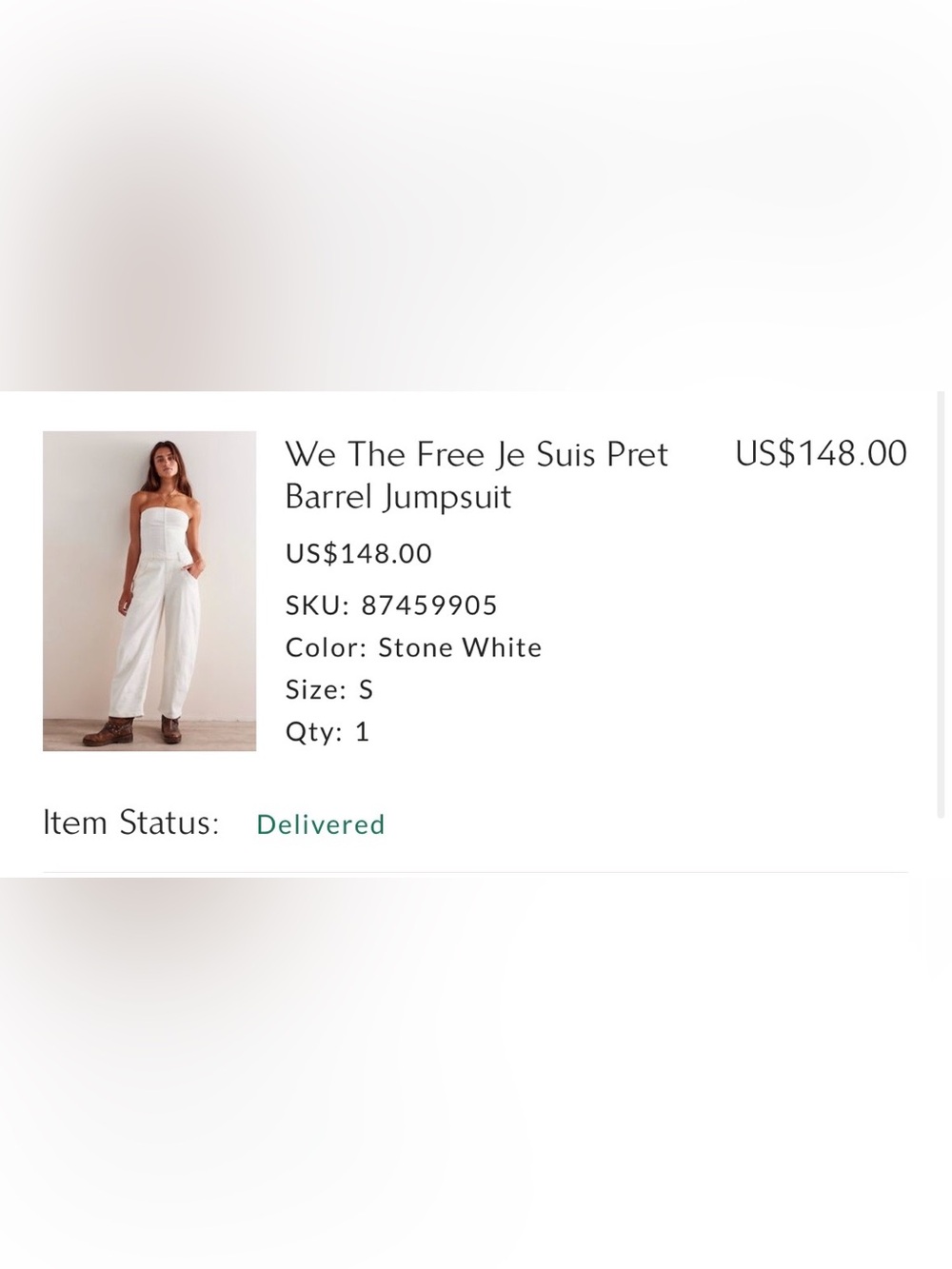 Free People We The Free Stone White Barrel Jumpsuit small